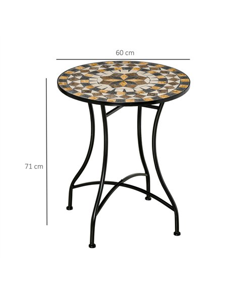 Outsunny Φ60cm Mosaic Outdoor Patio Table - Grey - pic 129371 | FastDaddyshop