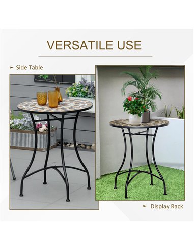Outsunny Φ60cm Mosaic Outdoor Patio Table - Grey