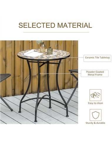 Outsunny Φ60cm Mosaic Outdoor Patio Table - Grey