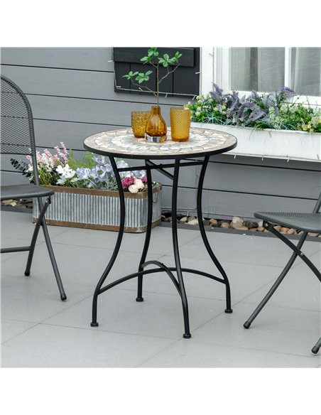 Outsunny Φ60cm Mosaic Outdoor Patio Table - Green - pic 129379 | FastDaddyshop