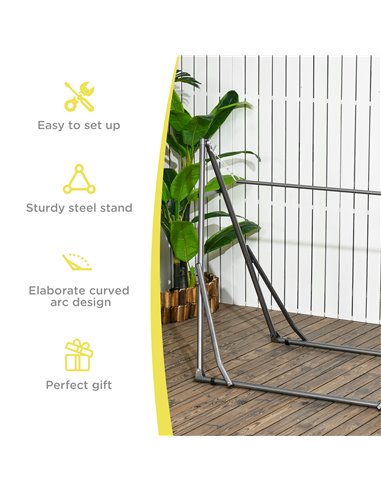 Outsunny Foldable Hammock Stand, Portable Hammock with Metal Frame, 2 in 1 Hammock Net Stand, Clothes Drying Rack, Load Capacity