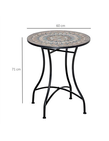 Outsunny Φ60cm Mosaic Outdoor Patio Table - Green