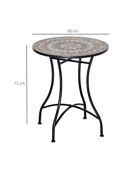 Outsunny Φ60cm Mosaic Outdoor Patio Table - Green - pic 129380 | FastDaddyshop