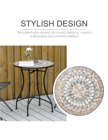 Outsunny Φ60cm Mosaic Outdoor Patio Table - Green - pic 129381 | FastDaddyshop