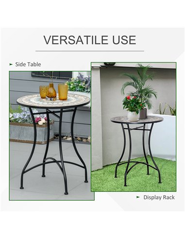 Outsunny Φ60cm Mosaic Outdoor Patio Table - Green