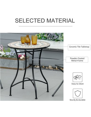 Outsunny Φ60cm Mosaic Outdoor Patio Table - Green