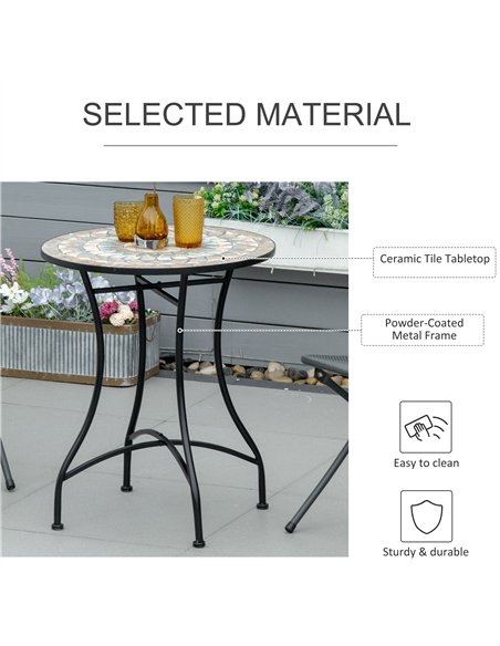 Outsunny Φ60cm Mosaic Outdoor Patio Table - Green - pic 129383 | FastDaddyshop