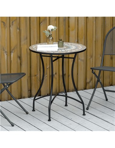 Outsunny Φ60cm Mosaic Outdoor Patio Table - Green