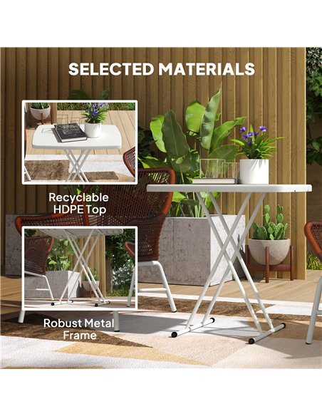 Outsunny Minimal Folding Outdoor Table - White - pic 129392 | FastDaddyshop