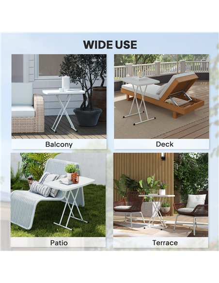 Outsunny Minimal Folding Outdoor Table - White - pic 129393 | FastDaddyshop