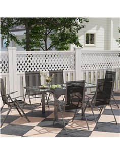 Outsunny 7 Piece Outdoor Dining Set with Extendable Table and 6 Folding Chairs for Patio, Balcony, Deck, Grey 2