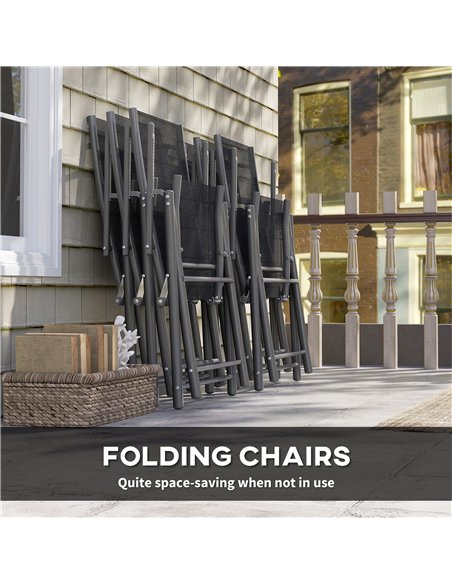 Outsunny 7 Piece Outdoor Dining Set with Extendable Table and 6 Folding Chairs for Patio, Balcony, Deck, Grey - pic 129400 | FastDaddyshop