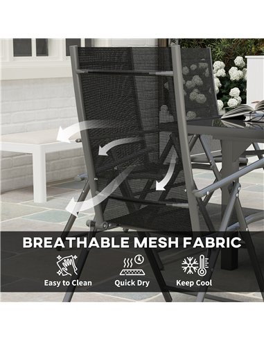 Outsunny 7 Piece Outdoor Dining Set with Extendable Table and 6 Folding Chairs for Patio, Balcony, Deck, Grey