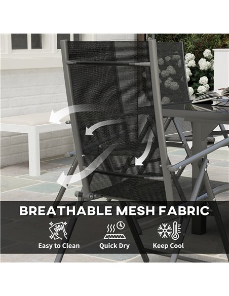 Outsunny 7 Piece Outdoor Dining Set with Extendable Table and 6 Folding Chairs for Patio, Balcony, Deck, Grey - pic 129401 | FastDaddyshop