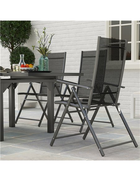 Outsunny 7 Piece Outdoor Dining Set with Extendable Table and 6 Folding Chairs for Patio, Balcony, Deck, Grey - pic 129403 | FastDaddyshop