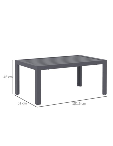 Outsunny Outdoor Side Table, Rectangular Patio Coffee Side Table with Steel Frame and Slat Tabletop for Garden, Balcony, Grey - pic 129416 | FastDaddyshop