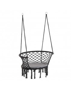Outsunny Hanging Hammock Chair, Large Macrame Seat, Dark Grey