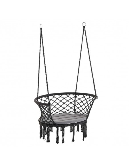 Outsunny Hanging Hammock Chair, Large Macrame Seat, Dark Grey - pic 12943 | FastDaddyshop