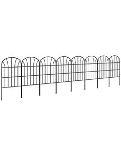 Outsunny Metal Decorative Outdoor Picket Fence Panels Set of 8, Black