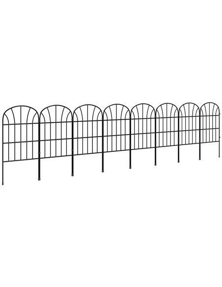 Outsunny Metal Decorative Outdoor Picket Fence Panels Set of 8, Black - pic 129432 | FastDaddyshop
