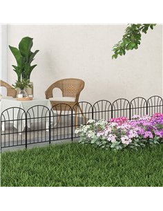 Outsunny Metal Decorative Outdoor Picket Fence Panels Set of 8, Black 2