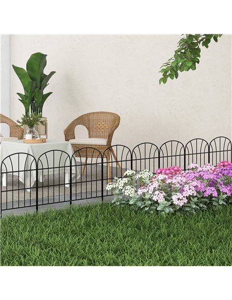 Outsunny Metal Decorative Outdoor Picket Fence Panels Set of 8, Black - pic 129433 | FastDaddyshop