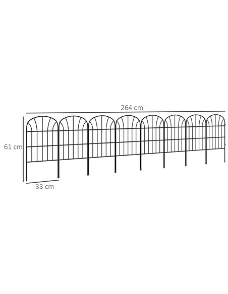 Outsunny Metal Decorative Outdoor Picket Fence Panels Set of 8, Black - pic 129434 | FastDaddyshop