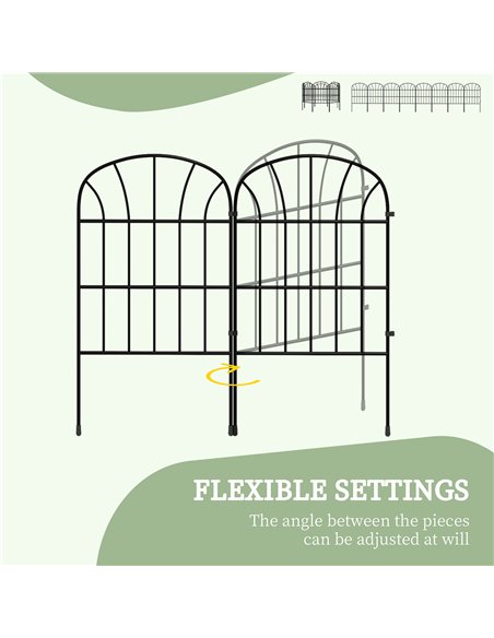 Outsunny Metal Decorative Outdoor Picket Fence Panels Set of 8, Black - pic 129436 | FastDaddyshop