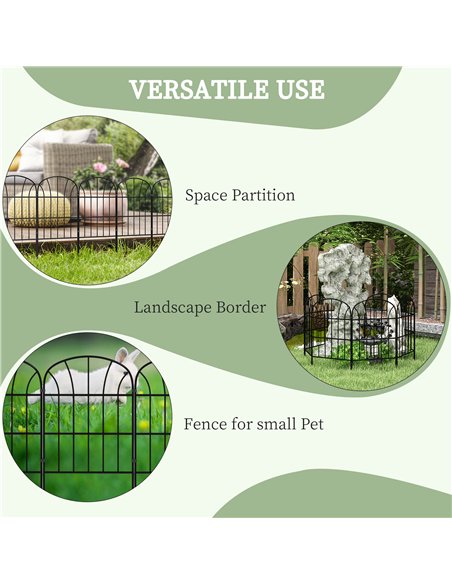 Outsunny Metal Decorative Outdoor Picket Fence Panels Set of 8, Black - pic 129437 | FastDaddyshop