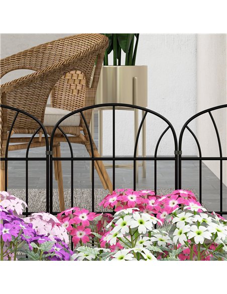 Outsunny Metal Decorative Outdoor Picket Fence Panels Set of 8, Black - pic 129439 | FastDaddyshop