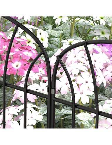 Outsunny Metal Decorative Outdoor Picket Fence Panels Set of 8, Black