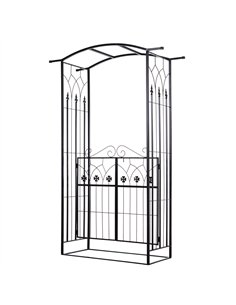 Outsunny Garden Outdoor Entrance Arch with Door Outdoor Patio Decoration for Rose Trellis Arbour Climbing Plant 131L x 49W x 200