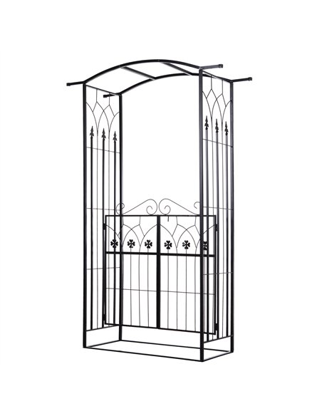 Outsunny Garden Outdoor Entrance Arch with Door Outdoor Patio Decoration for Rose Trellis Arbour Climbing Plant 131L x 49W x 200 - pic 129441 | FastDaddyshop