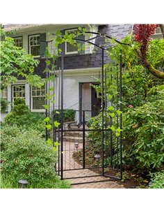 Outsunny Garden Outdoor Entrance Arch with Door Outdoor Patio Decoration for Rose Trellis Arbour Climbing Plant 131L x 49W x 200 2