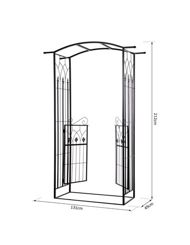 Outsunny Garden Outdoor Entrance Arch with Door Outdoor Patio Decoration for Rose Trellis Arbour Climbing Plant 131L x 49W x 200