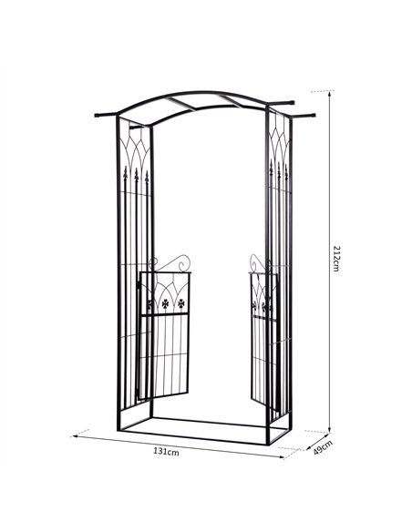 Outsunny Garden Outdoor Entrance Arch with Door Outdoor Patio Decoration for Rose Trellis Arbour Climbing Plant 131L x 49W x 200 - pic 129443 | FastDaddyshop