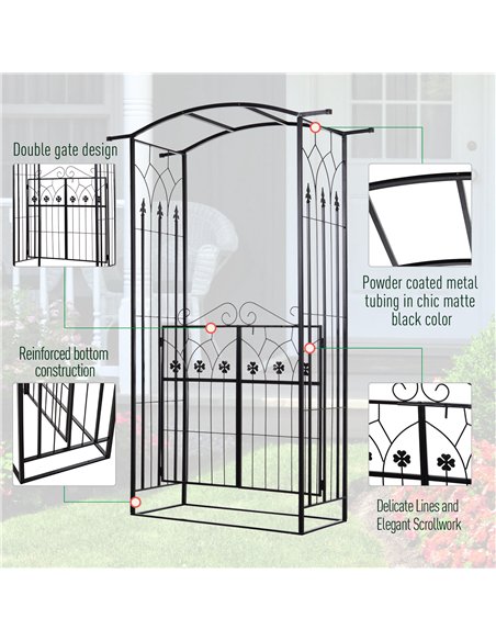 Outsunny Garden Outdoor Entrance Arch with Door Outdoor Patio Decoration for Rose Trellis Arbour Climbing Plant 131L x 49W x 200 - pic 129446 | FastDaddyshop