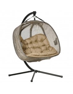 Outsunny 2 Seaters Hanging Hammock Chair with Stand, Cushion, Brown