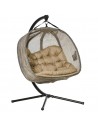 Outsunny 2 Seaters Hanging Hammock Chair with Stand, Cushion, Brown