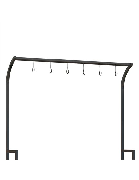 Outsunny 3 Tiered Plant Rack with Hanging Hooks, Tall Plant Stand for Indoor Outdoor Porch Balcony Use, Black - pic 129458 | FastDaddyshop
