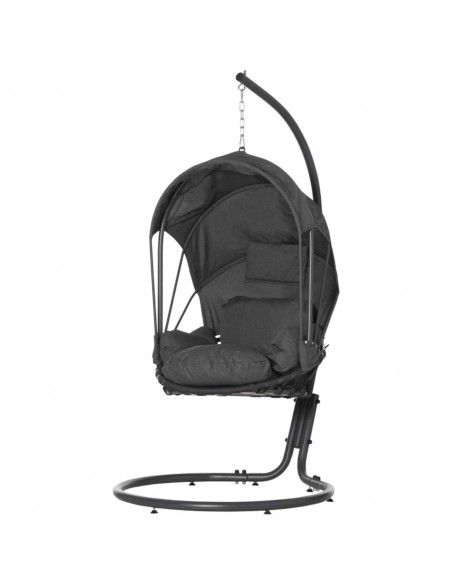 Outsunny Hanging Swing Hammock Chair with Stand, Cushion and Retractable Canopy, Grey - pic 12946 | FastDaddyshop