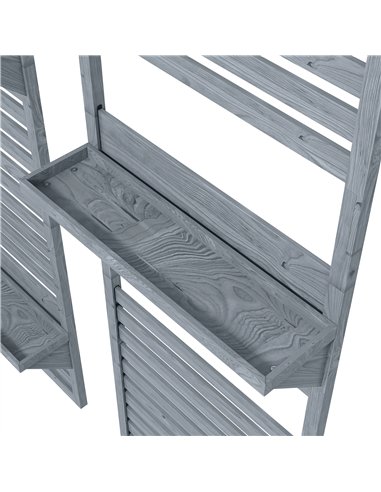 Outsunny Wall Mounted Plant Stands Set of 2, Fir Wood Flower Stand with Shelves and Slatted Trellis for Patio, Balcony, Porch