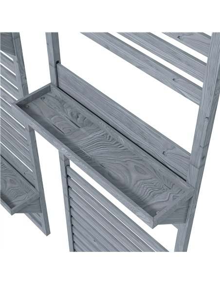 Outsunny Wall Mounted Plant Stands Set of 2, Fir Wood Flower Stand with Shelves and Slatted Trellis for Patio, Balcony, Porch - pic 129467 | FastDaddyshop