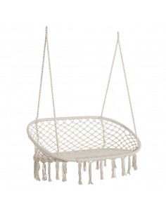 Outsunny Hanging Hammock Chair with Metal Frame, Cream White