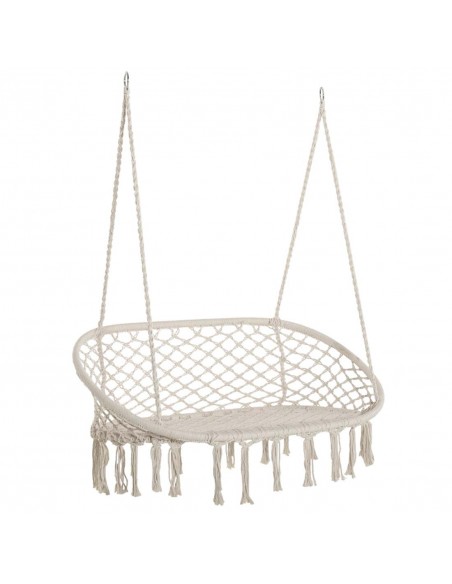 Outsunny Hanging Hammock Chair with Metal Frame, Cream White - pic 12947 | FastDaddyshop