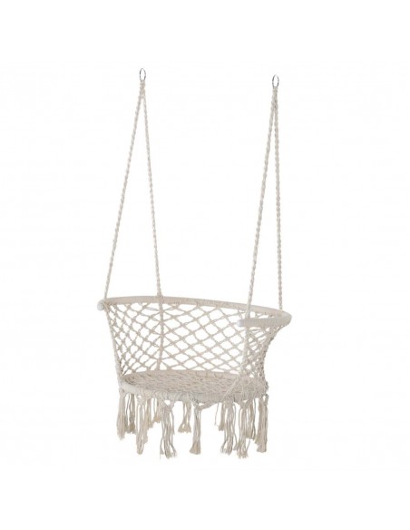 Outsunny Hanging Hammock Chair with Metal Frame and Cushion, Cream White - pic 12948 | FastDaddyshop
