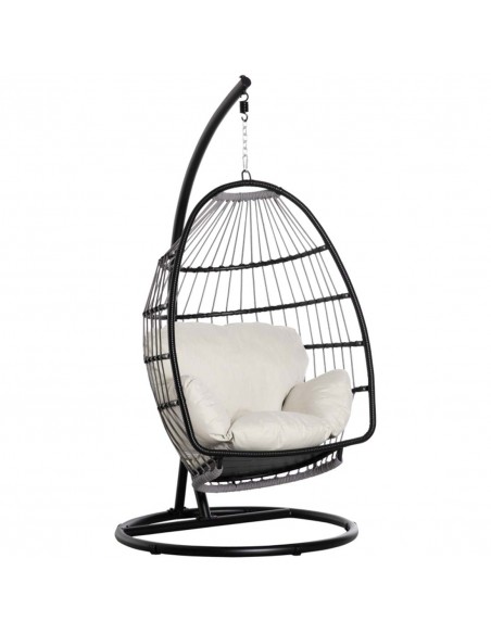 Outsunny Rattan Hanging Egg Chair, Hammock with Folding Design, Cushion, Black - pic 12949 | FastDaddyshop