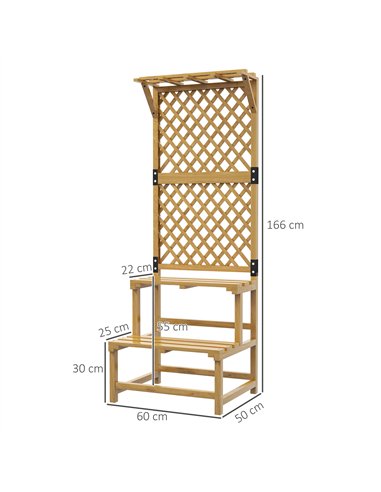 Outsunny Wooden Plant Stand, with Trellis - Natural Finish
