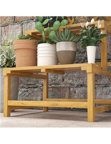 Outsunny Wooden Plant Stand, with Trellis - Natural Finish
