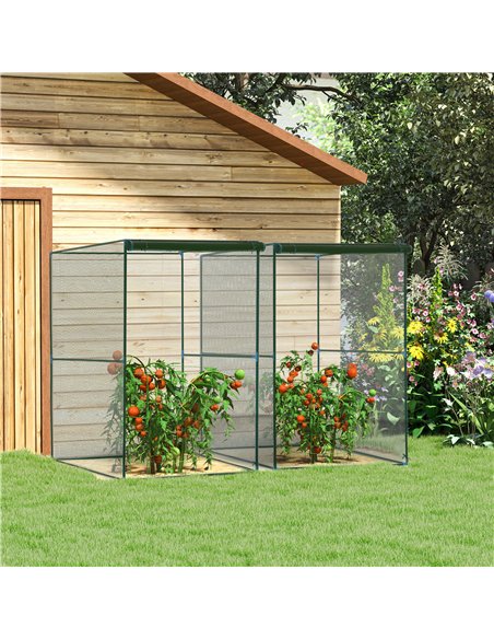 Outsunny Set of 2 Fruit Cage Bird Netting, Vegetable Plant Protection Tent with Zipped Door, Anti Bird, Insects, Small Animals,  - pic 129505 | FastDaddyshop